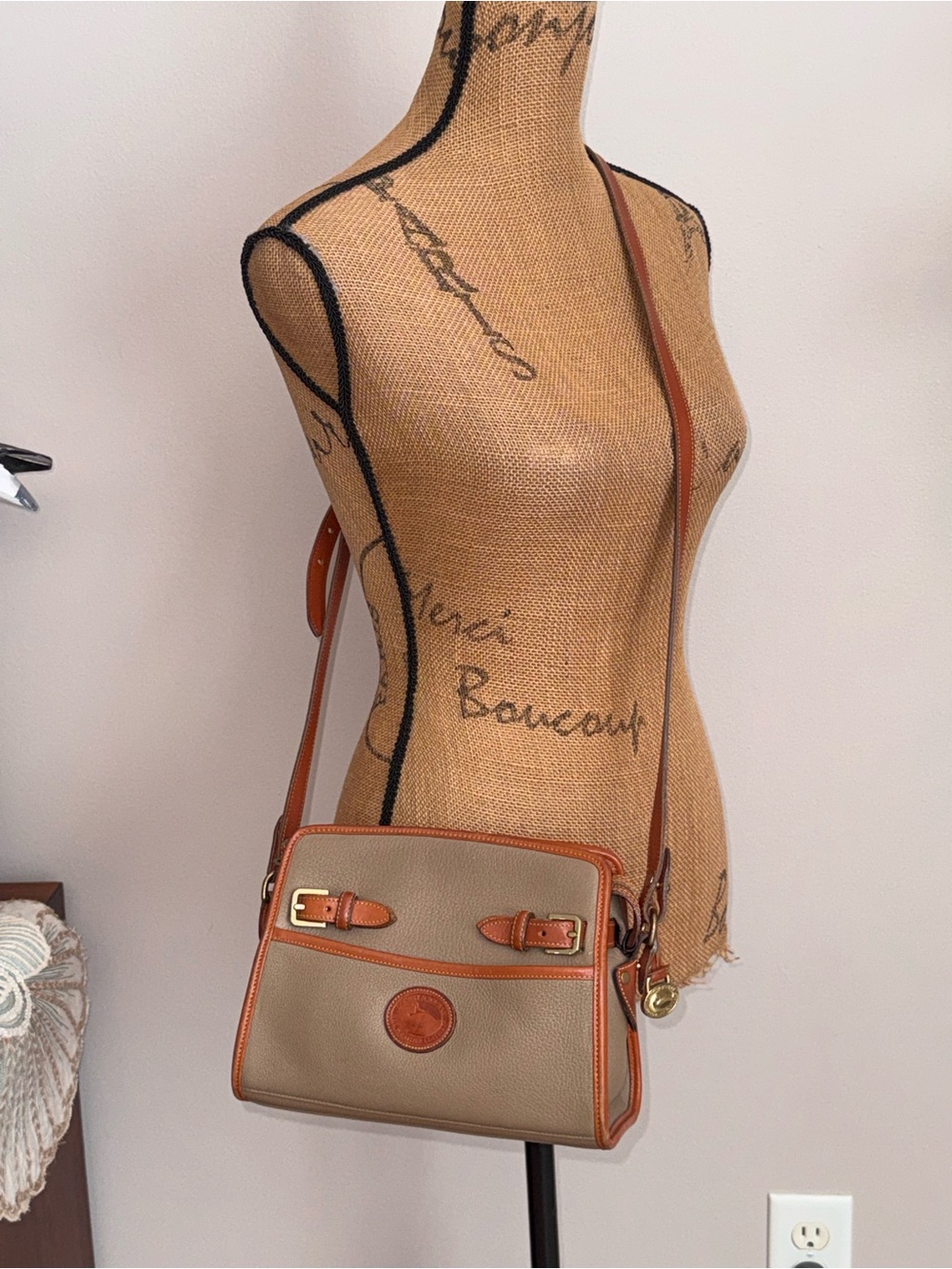 Dooney & Bourke All-Weather Leather Buckle Ziptop Crossbody In Taupe